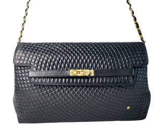 Bally Hermes Style Quilted Black w/ chain