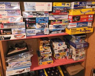 Un-assembled  military models.