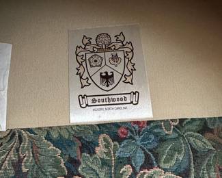 C37- $75. Southwood Floral Side Chair and Ottoman. Chair measures  34" wide x 32" deep x 44" tall. 