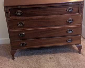 C58 - $75. Antique  Unmarked Secretary Desk. Solid and very heavy.   Measures 35.75" wide x 12.5" deep x 38.25" tall. 