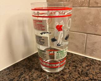 C50- $15. Vintage Hazel Atlas Cocktail Shaker. Golf Sailing Sports Recipes Mid Century.
