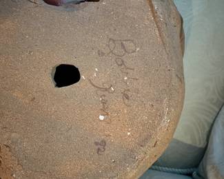 C79 - $40.  Large Pottery Raccoon. Signed Bobbie R? 1982