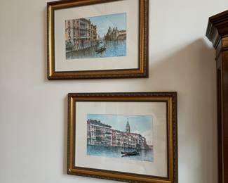 C6- $60 pair.  Carlo Salvini  prints.  Both in great condition.  Framed measures 24" w x 18" tall