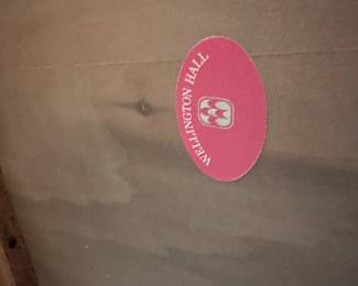 C1-$175. Wellington Hall Brand.  Hepplewhite Style Demilune Entry Table. One minor scratch noted on top. 