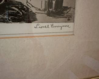 C68- $85. Set of Three Lionel Barrymore signed Etching Framed measures 20.5" x 16.5". 