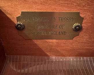 C44- $300.  Trosby Furniture from Sussex England. Buffet With Key a few minor scratches on top.  A beautiful solid piece.   Measures 6' long x 17" deep x 33.5" tall. 