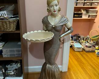 C63- $50. Art Deco Lady Butler.  This Pretty Lady Stands 39" tall. 