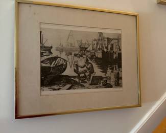 C68- $85. Set of Three Lionel Barrymore signed Etching Framed measures 20.5" x 16.5". 