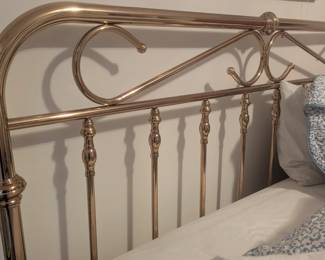 C76- $250.  King Size Brass Bed. Measures 74" wide x 83.5" long. Mattress is included if you'd like it. Looks clean. 