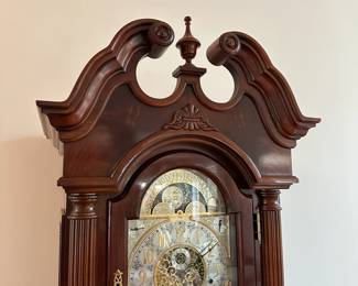 C3- $1200. Sligh Grandfather Clock  Model # 0930-1-AN with both Skeleton key and winding key.  In like new condition.  Measures 25.5" W x 15.5" D x 86" T.