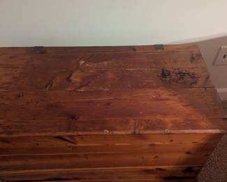 C62 - $60. Hinged Cedar Chest in great shape. Measures 34" wide x 17" deep x 21" tall. 
