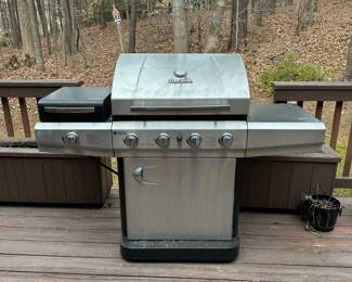 C38- $60.  Charbroil Grill (no Tank) Cover works but needs to be replaced. Grill is clean.  Measures 5' long x 20" deep x 46" tall
