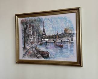 C7- $35.  Beautiful Jorel (street artist) "Paris" art.  Measures 27.75" wide x 20.75 tall. 