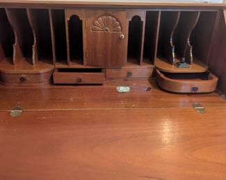 C58 - $75. Antique  Unmarked Secretary Desk. Solid and very heavy.   Measures 35.75" wide x 12.5" deep x 38.25" tall. 