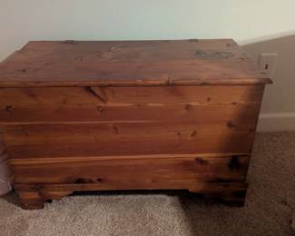 C62 - $60. Hinged Cedar Chest in great shape. Measures 34" wide x 17" deep x 21" tall. 