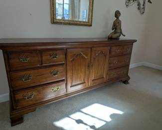 C54 - $175. Thomasville Nine Drawer Dresser. Measures 75" wide x 19" deep x 32" tall. All drawers slide easily. 