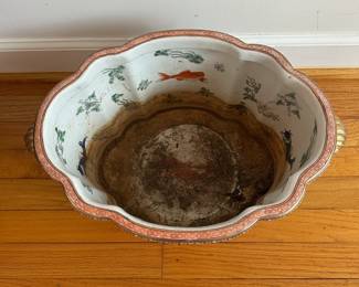 C5- $100. Asian Vintage porcelain Planter. Needs a good cleaning otherwise in great shape. Measures 18" W x 12" deep x 8.5" tall. 