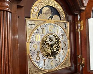 C3- $1200. Sligh Grandfather Clock  Model # 0930-1-AN with both Skeleton key and winding key.  In like new condition.  Measures 25.5" W x 15.5" D x 86" T.