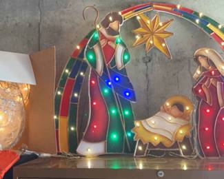 Vintage Illuminated Nativity Set, Twinkling Grapevine Angel