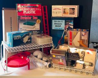 Sweater Box, Lint Dirt Remover, 2 MultiHangers, Steam Mop, 2 Turbo Scrubs, Shelf Master, And More