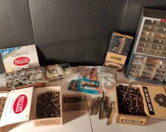 Various Screws Bolts Door Knob Hooks Drills Bits And More