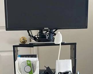 Dell 20 Monitor  Stand, Trendnet Laptop Bag, Briefcase, 2 Webcams,Headset,Lockable Storage Cabinet