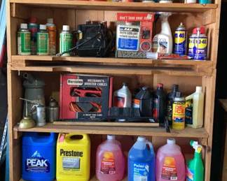 Car Maintenance Supplies Wooden Shelf Unit