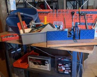 Tool Bench shelf With Peg Board tool Holders, Light magnify Light, 