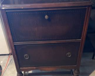 Vintage Wood Writing Cabinet