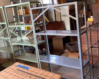 3 Metal Shelving Units, 1 Wire Cube Storage Unit