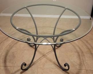 Beveled Glass TopMetal Dining Table