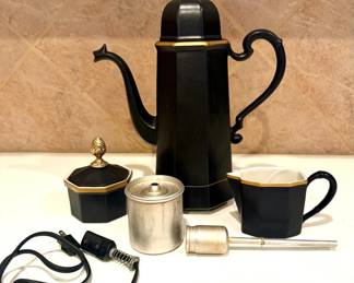 ERNEST SOHN Mid Century Electric Water Heater Coffee Tea Pot Black Porcelain