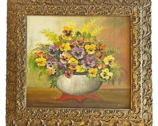 Original Floral Painting in Gold Frame
