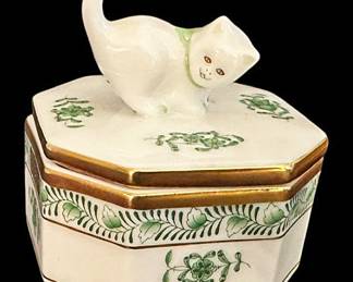 Herend Porcelain Cat Box
