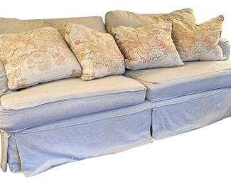 Beautiful Overstuffed Tan Sofa with Pillows