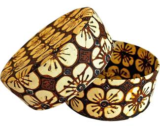 Brown Batik Fabric Round Box
