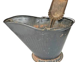 Vintage Ash Scuttle Bucket with Shovel