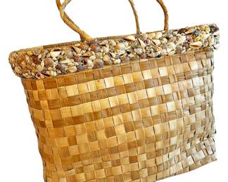 Seashell Straw Tote Beach Bag