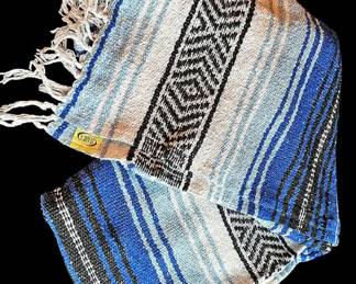 Vintage Blue Mexican Falsa Blanket