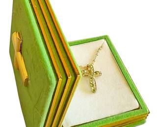18K Gold Layered Peridot Cross Necklace