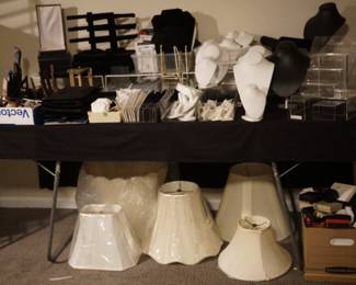 Jeweler displays, plate stand and lamp shade