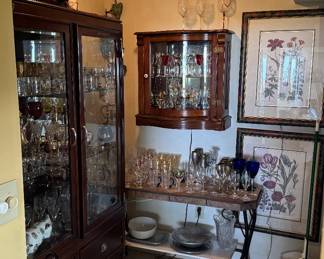 Beautiful glassware on display. Display cases are also for sale.