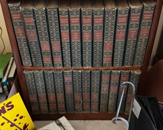 A complete set of the Encyclopedia Britannica with the original shelf