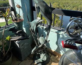 Beautiful large bronze dolphin sculpture