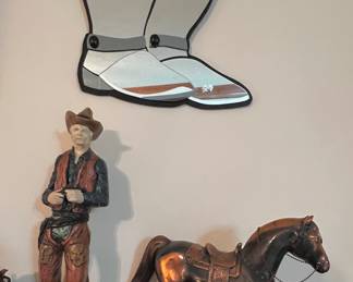 Boot Mirror, Cowboy & Bronze Horse