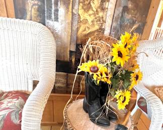 Log Stand w/Boot Decore