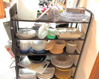 Tupperware, Plastics, & Cake Tower