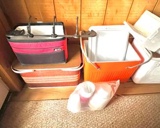 Coolers & Antique Picnic Basket