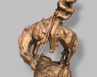 1978 Metal Cowboy Statue Austin Products Complete with gun and reins