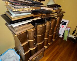 Bureaus and sideboards stacked with goodies